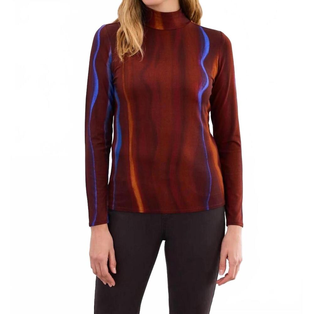 NEW FDJ long sleeve mock neck top in brown